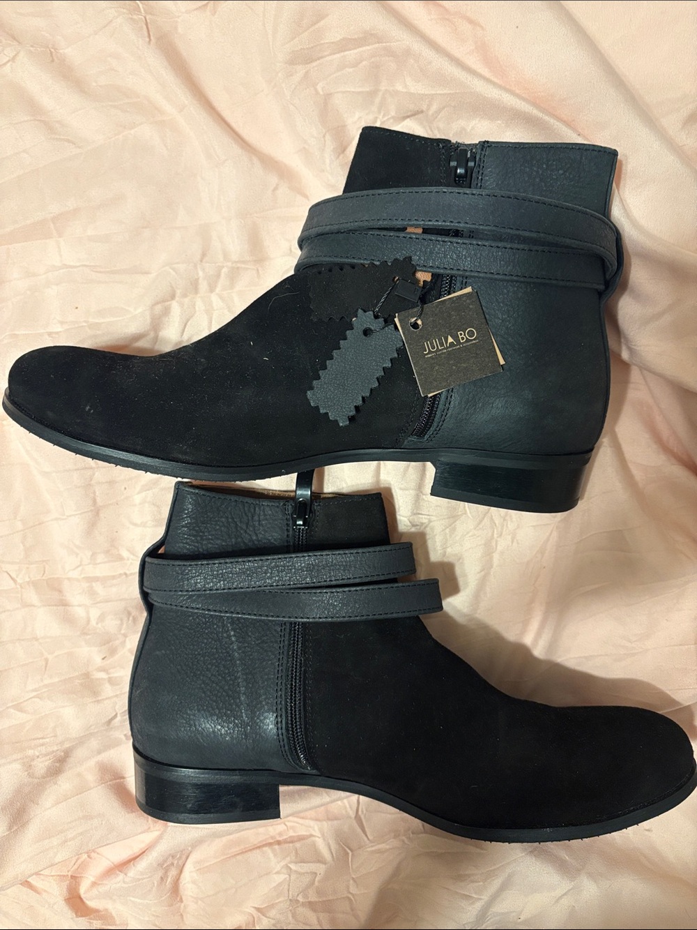 Julia Bo Women's Black Leather & Suede Ankle Boots NWT
